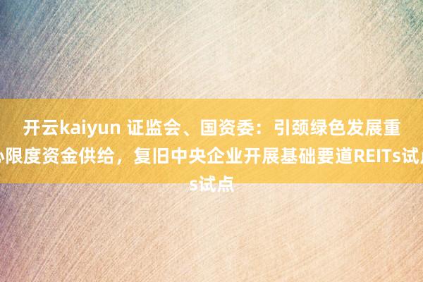 开云kaiyun 证监会、国资委：引颈绿色发展重心限度资金供给，复旧中央企业开展基础要道REITs试点