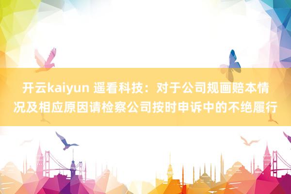 开云kaiyun 遥看科技：对于公司规画赔本情况及相应原因请检察公司按时申诉中的不绝履行