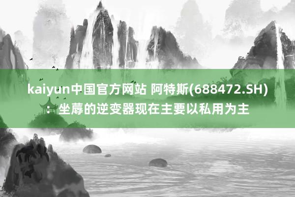 kaiyun中国官方网站 阿特斯(688472.SH)：坐蓐的逆变器现在主要以私用为主