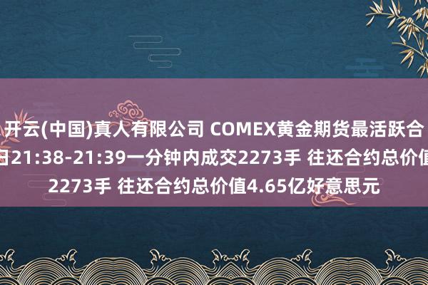 开云(中国)真人有限公司 COMEX黄金期货最活跃合约北京时辰1月9日21:38-21:39一分钟内成交2273手 往还合约总价值4.65亿好意思元