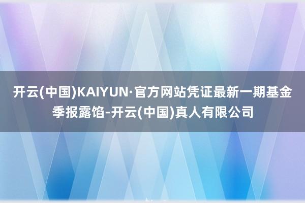 开云(中国)KAIYUN·官方网站凭证最新一期基金季报露馅-开云(中国)真人有限公司