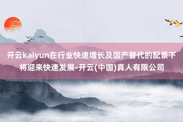 开云kaiyun在行业快速增长及国产替代的配景下将迎来快速发展-开云(中国)真人有限公司