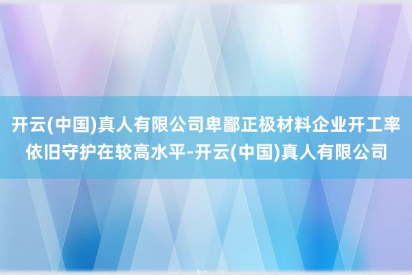 开云(中国)真人有限公司卑鄙正极材料企业开工率依旧守护在较高水平-开云(中国)真人有限公司